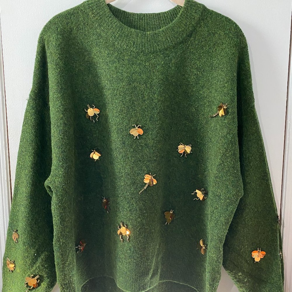 H&M Bead Embellished Long Sleeve Sweater - Small